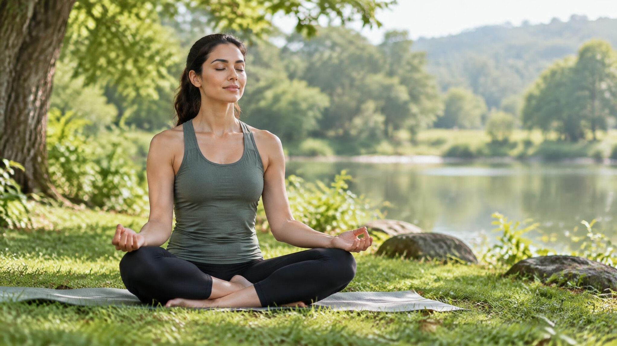 woman meditating in peaceful nature